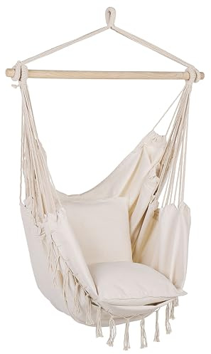 Hängesessel beige Boho-Stil Baumwolle/Buchenholz Bonea