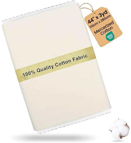 Craftido -43 alternativ- 100 % enfärgad metervara bomullstyg 44 tum x 3 yd (112 x 274 cm) - medelvikt 5,2 oz- för quiltning, sömnad, hantverk, quiltning - elfenben vit