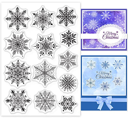 GLOBLELAND Weihnachten Schneeflocken Klare Stempel für DIY Scrapbooking Dekor Winter Schneeflocken Transparente Silikonstempel für die Herstellung von Karten Fotoalbum Dekoration