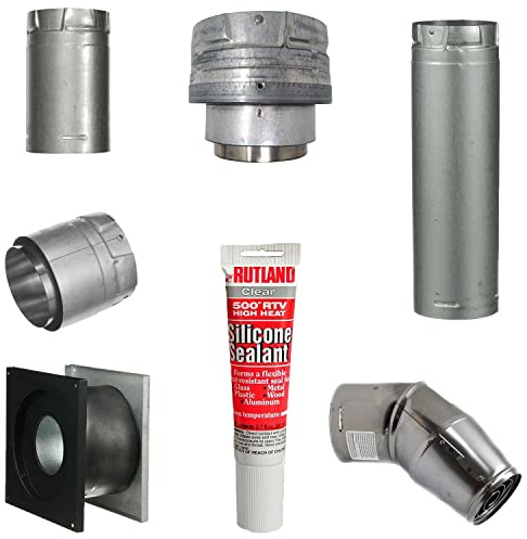 4 Pellet Stove Vent Pipe Kit For Short Horizontal Installs With Dura Vent Pro Pipe.