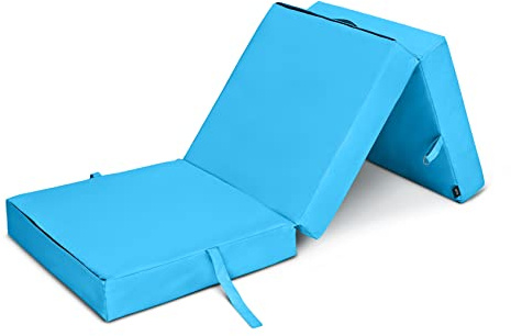 Loft 25 Klappmatratze | Gästematratze mit FaserFüllung | Wasserfest 3-teilige Faltmatratze,Polyester Stoff, Klappbar, Faltbare Kamping Bett | Innen & Outdoor Futon Sofa mit Tragegriff (Turkis)