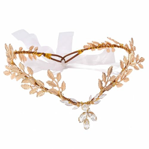 Zoestar Serre-tête couronne elfe doré fait main en strass Coiffe de fée des bois Coiffe de déesse de la Renaissance Accessoires de cheveux de mariage en forêt pour femmes et filles (Style 1)