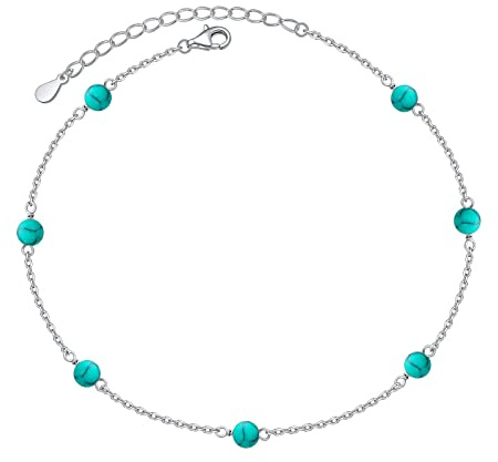 Flyow Damen Fußkettchen Böser Blick/Erstellte Türkis/Unendlichkeit/Herz/Lotusblume Geschichtet Fußkette Verstellbare Sommer Strand Knöchel Armband Schmuck Geschenk