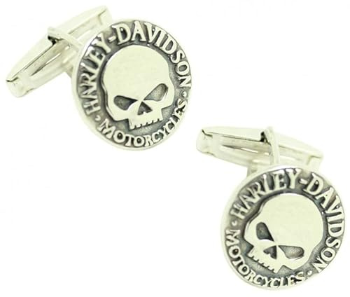 MasGemelos - Manschettenknöpfe für Harley Davidson Skull Silber 925 PREMIUM, DEFAULT, Sterling-Silber, 925 Sterling Silber