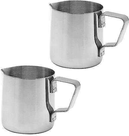YDHfdc 2 Stück 304 Edelstahl Milchkännchen 150 ml Milch Aufschäumen Krug Milch Pitcher für Die Zubereitung Von Latte Coffee Art, Cappuccino