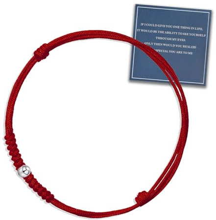 FANCIBAND Bracelet Porte Bonheur Avec Perles Argent Sterling 925, Bracelet Femme Rouge Réglable, Idéal Cadeau pour Femme Filles Famille Petites Amies Épouse Collègues, 15cm + 11cm