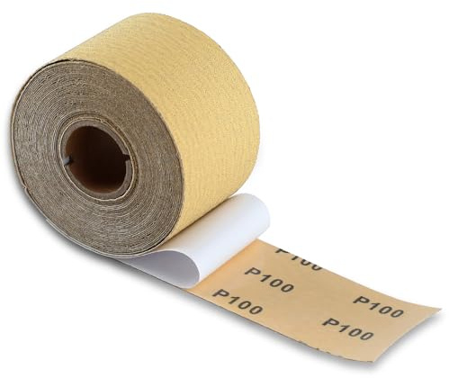 SPEEDWOX 100 Grit Sandpaper Roll Self Adhesive PSA Stickyback Sand Paper 2-3/4 Wide 10 Yard Long Sandpaper Sheets for Automotive & Woodworking Air File Long Board Sanders Metal Plastic Sanding Blocks