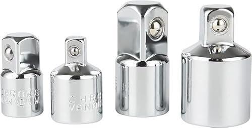 DAKCOS Adapter-Satz Adapter-Set Stecknuss-Adapter | 4-tlg. | 1/4 auf 3/8, 3/8 auf 1/4, 3/8 auf 1/2, 1/2 auf 3/8, polierte Chromoberfläche | CR-V