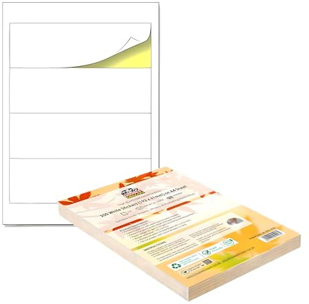 Double Dragon, 200 Self Adhesive Sticky Labels, 192mm x 61 mm, on 50 of A4 Sheets, Lever Arch File Folder Spine A4 - Laser/Inkjet Printing, Pen/Pencil/Marker Handwriting, | Multi-Purpose
