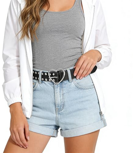 Eigso Ceinture unisexe punk en cuir clouté pour femmes hommes rétro 80s Oldschool Taille Goth Accessoires de ceinture pour femme homme