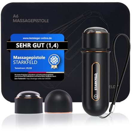 STARKFELD® STARKGUN® – Leistungsstarke Massagepistole für Tiefengewebe | Leise & Effizient (Schwarz, Mini)