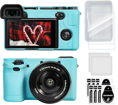 TYUANDOUER A6400 A6300 A6100 - Custodia per fotocamera e kit di accessori per schermo LCD, custodia in silicone morbido per fotocamera digitale Sony Alpha A6400 A6300 A6100