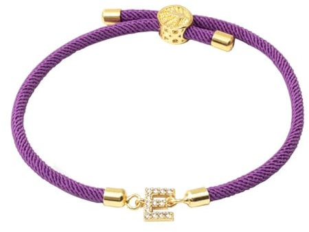 LIUYUYOUGO Freundschaftsarmband,Initialen Armband Für Frauen Und Männer Zirkonia Charm Armbänder Mit Buchstaben Az Modische Passende Paar Armbänder Handgefertigt Verstellbar Lila Seil Freundscha