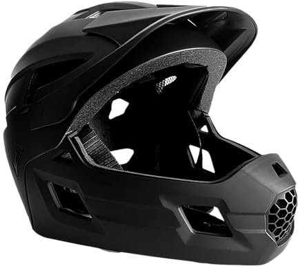 Crazy Safety Schwarzer Fullface Helm | Für Mountainbike, BMX, Skateboard | Kinderhelm 2-in-1 mit abnehmbarem Kinnschutz | Motocross Fahrradhelm Größe M 54-57 cm | Leicht und belüftet