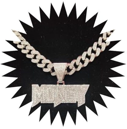 BISONBLUE Halsketten Anhänger Herren Schmuck Damen Kette Männer Frauen Männer Frauen Hip Hop Geld Anhänger Halskette mit 13mm Iced Out Bling Bling Halsketten Mode Charme Silberfarbe