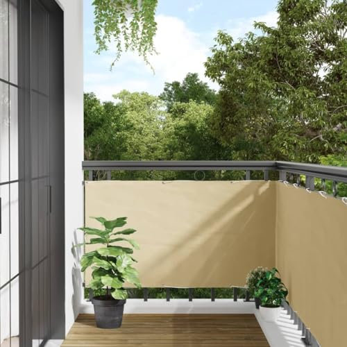 Homgoday Biombo de balcón color crema, 600 x 75 cm, de PVC, para exteriores, balcón, jardín, separador de jardín, divisor de jardín exterior
