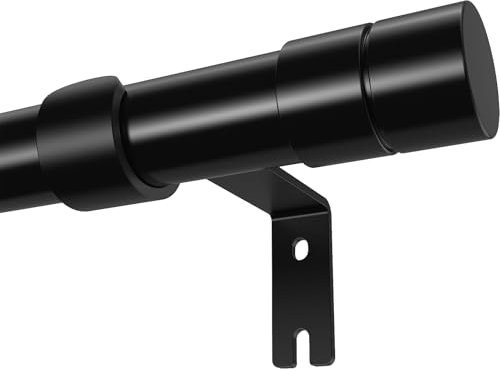 WELDUN Curtain Poles for Window, Metal Extendable Curtain Poles 81 to 199 cm, Heavy Duty Curtain Rod Set for Eyelet Curtains Φ20mm, Black