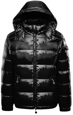 ZLXHFFH Veste en Duvet pour Homme avec Capuche - Manteau Matelassée Brillant - Veste de Transition Légère - Coupe-Vent et Imperméable - Style