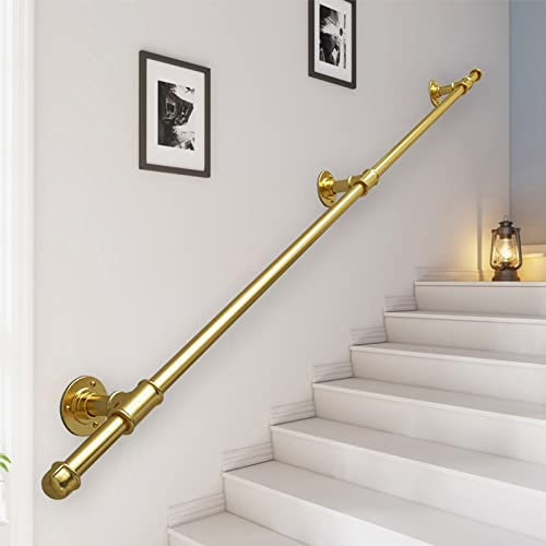 Außentreppe il Wandmontierter Sicherheits-Haltegriff für Treppen, Schmiedeeisen, Geländer für den Innen- und Außenbereich, goldfarben, 480 cm