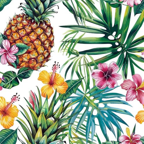 JIAOQSS Selbstklebende Tapete Ananas Tropische Blume Mustertapete Klebefolie Möbel Tapete Kinderzimmer Muster Dekofolie Möbelfolie Selbstklebend Wand Tapeten Wohnzimmer Schrankfolie Klebefolie Kinder