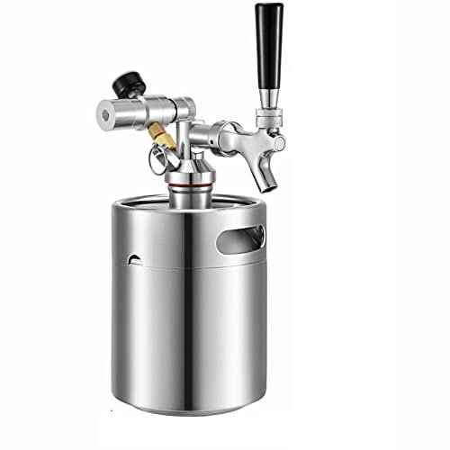 VNSMM Heimbrau-Sets Heimbrausystem 2L 4L 5L Mini Bierfass Edelstahl Tragbarer Bierspender mit Bierhahn(68 Oz (2L))
