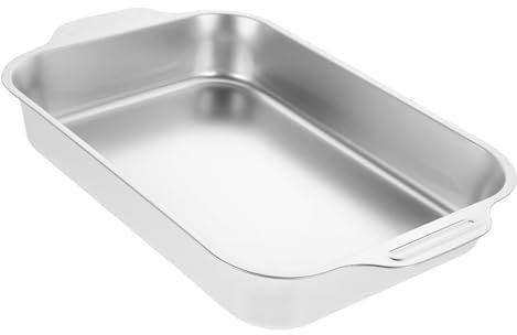 DECHOUS Stainless Steel Grilled Fish Plate Rectangular Tray Roasting Pan for BBQ and Serving Meals