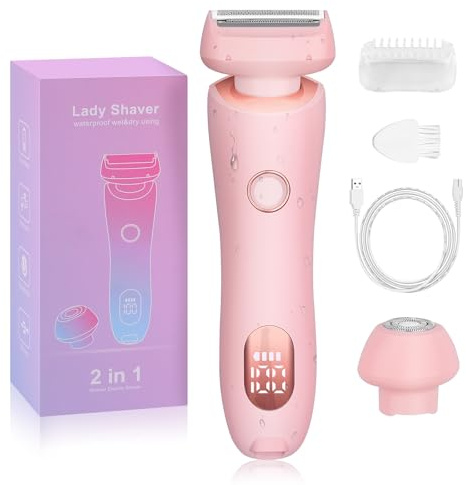 Lady Shaver für Frauen 2 in 1 Bikini Trimmer Frauen Rasierer für Gesicht | Wiederaufladbarer elektrischer Damenrasierer, Bikini-Trimmer, Schamhaarschneider, wasserdicht, Damenrasierer mit USB