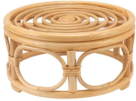 Jerliflyer Rattan Indoor Plant Stand Round Shape Handmade Rattan Planter Stand for Home, Garden, and Yard Rattan Plant Stand (Rattan 2)