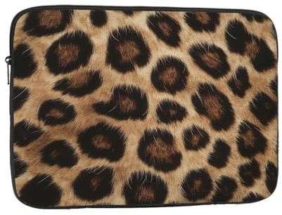 Leopard Fur Texture Shockproof Laptop Sleeve 17 Inch, Oxford Fabric Case With Foam Padding, Lightweight Protective Cover For Pad Notebook, Business School Travel Use