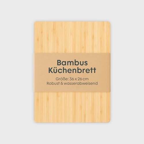 BOXIO - Board: Premium Schneidebrett aus Bambus, 36 x 26 cm groß | passt als Holzdeckel für Wash & Toilet - Großes Küchenbrett, Schneidebrett Holz, Holzbrett Küche, Bambus Frühstücksbrettchen