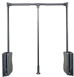 TRONTOP brand Wardrobe lift clothes rack,Pull Down Closet Rod for Hanging Clothes, Retractable Wardrobe Hanger for Cabinet, Aluminium alloy Tubing with Plastic Housing (BLACK, MEDIUM:66-89CM/26-35IN)