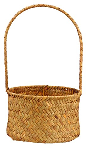 Toyvian Panier De Rangement Paille Tressée avec Poignée Panier à Fleurs pour Plantes Contenant Décoratif pour Bureau Orange