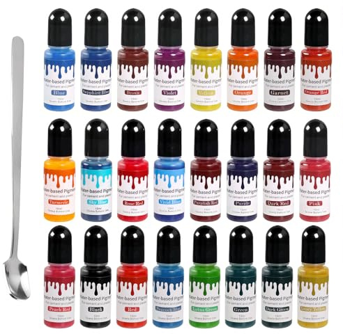Pigmenti colorati per colata in polvere, 10 ml x 24 colori, set di colori per polvere di colata, pigmenti colorati per calcestruzzo, modellismo, polvere facilmente solubile, fai da te e progetti