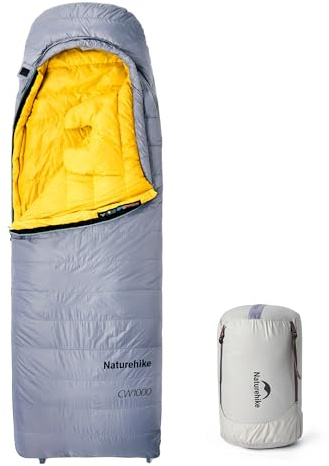 Naturehike CW1000 Sacco a pelo in piuma ultraleggero, portatile, compatto, invernale, 4 stagioni, per adulti e bambini, all'aperto, campeggio, escursioni, viaggi, con sacco a compressione