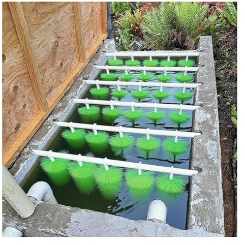 Rygcrud 50 Packs Large Pond Filter Brushes with Loops, Stainless Steel Wire with PP Bristles, Skimmer Filtration, Silencer & Cleaning for Water Garden, Fish Pool, 1ft - 4.9ft Long(40cm)