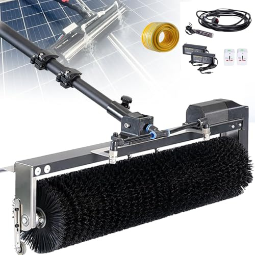 Brosse de nettoyage électrique pour piscine,manche réglable en fibre de carbone,kit de nettoyage pour balai de vitres extensible,outil de nettoyage pour panneaux photovoltaïques et solaires 7.5m