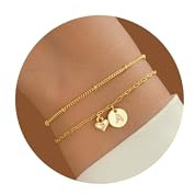 TINGN Armband Damen Gold - 14K Gold Vergoldet Herz Armbänder Verstellbare Charm Armband mit Buchstaben A Personalisiert Geschenke für Frauen Mädchen Freundin Goldene Armbänder Goldene Schmuck Damen