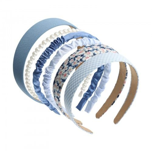 Lot De 6 Bandeaux Pour Femmes, Serre-Têtes Tendance Et Polyvalents, Bleu, Taille Unique