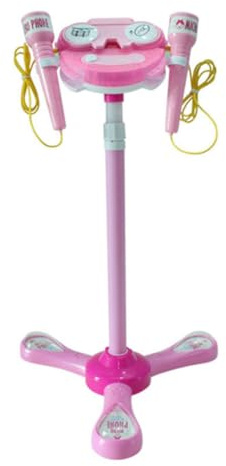 TOBBOMEY Microfono Giocattolo Musicale con Luci e Suoni Doppio Microfono Karaoke per Ragazzo Ragazza Ragazza Gioco Educativo e Creativo Rosa Senza Batterie Connessione e Amplificazione