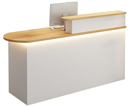 BVCL Comptoir d'accueil Professionnel en MDF avec tiroir verrouillable | for instituts de beauté, boutiques, hôtels, Design Moderne(Yellow - Right,110cm)