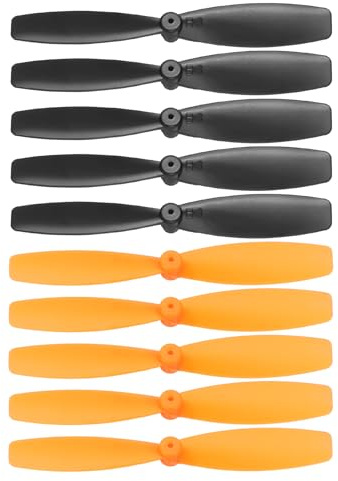 sourcing map Juego de 10 mini hélices de 55 mm, accesorios especiales de eje central de 1 mm para aviones RC ligeros, accesorios de mini cuadricóptero, negro/naranja
