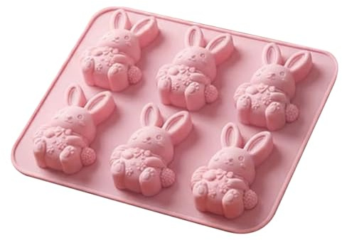 Molde de silicona para Pascua con 6 cavidades, reutilizable y fácil de desmoldar. Molde para magdalenas y brownies, conejito de Pascua, para cupcakes, caramelos, pasta de azúcar, magdalenas, regalo