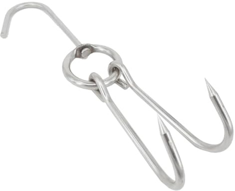Zerodeko Lot de 6 Crochets à Viande en Acier Inoxydable 4 Mm X 24 Cm, Crochets Doubles pour Barbecue, Séchage et Rôtissage de Volailles, Accessoires Professionnels pour Boucherie Cuisine