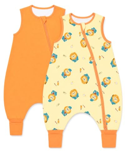 WYTbaby Baby Sleeping Bag with Legs 1.0 Tog 100% Cotton | Toddler Wearable Blanket Soft Sleep Bag with Feet 6 Months-6 Years