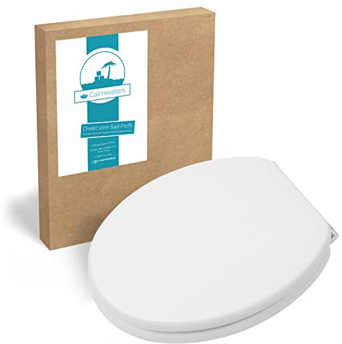 Calmwaters® WC Sitz mit Absenkautomatik Modern Wellness, Toilettensitz Holz gekalkt, Holzkern Klodeckel, Fast-Fix, Metallscharnier, universale O-Form, Klositz oval, Echtholzfurnier gekalkt, 26LP2848