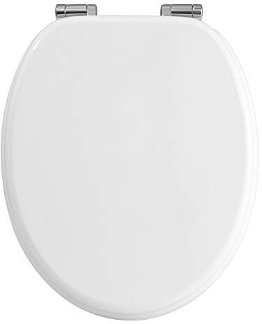 WOLTU Abattant WC Couvercle WC en Bois MDF Soft Close avec Frein de Chute pour Couvette en O Siège de Toilette Charnières Zinguées et Inoxyables Ajustables, Montage par-Dessous