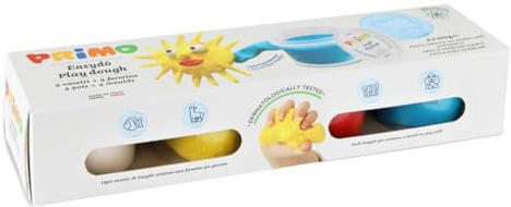 PRIMO Morocolor, Set mit 4 Dosen à 100 g Modelliermasse mit Easy Do-Formen, weiche Modellierpaste, leuchtende Farben und kreative Formen, elastisch und formbar, glutenfrei