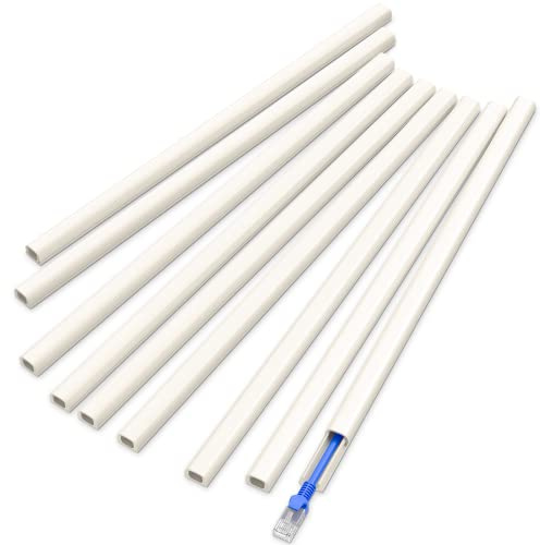 Delamu Kabelkanal Beige Flach Selbstklebend 3,24m (9 STK. - 12x8mm klein) Kabelabdeckung Weiss für TV Wände, Mini Kabelleiste Kabeltunnel für 1 Kabel