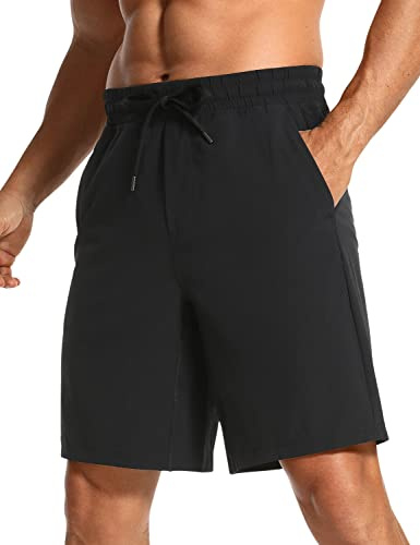CRZ YOGA Sportshorts för män Quick Dry Fitness Shorts Löparshorts med fickor Svart M
