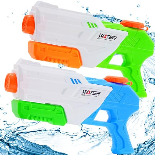 Paochocky Juguetes de Super Pistolas de Agua 1400ml Diversión Potente Chorro de Agua con Alcance de hasta 10m para Verano Piscina Al Aire Libre Jardin Fiesta Batalla de Agua para niños Adultos